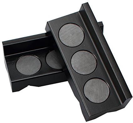 AC PERFORMANCE Black Multi-Purpose Magnetic 4 Length 1.6 Width Vise Block Tools Vice Jaw Clamp Insert Pad, Aluminum Jaw Covers for Holding AN Fitting Adapter, Pair