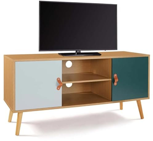 IDMarket - Meuble TV 113 cm scandinave Alize Bois et Vert