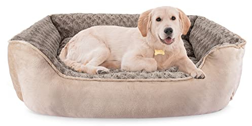 JOEJOY Rectangle Dog Bed for Large Medium Small Dogs - Washable Orthopedic Sofa Bed, Soft Breathable Puppy & Pet Cuddler, Durable Calming Dog Bed with Anti-Slip Bottom, Multiple Sizes, Beige