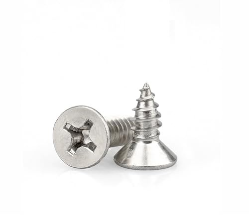 Tornillo de madera de acero inoxidable M3, cabeza plana Phillips, 3,0 x 8 mm, 304 tornillos de madera, 100 piezas, avellanado endurecido multiusos y rendimiento Elite para bricolaje y carpintería