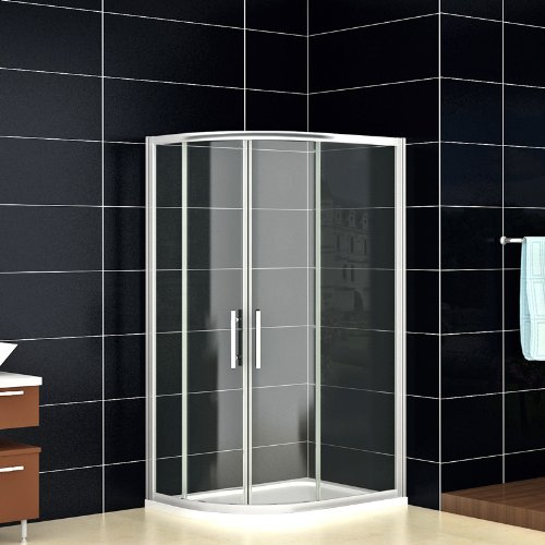 Acezanble 1200x800x1850mm Left Quadrant Shower Enclosure Cubicle Sliding Door 6mm Easy Clean Glass with Tray + Free Waste
