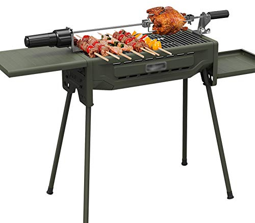 Parrilla de carbón Parrilla de carbón de leña plegable portátil Parrilla Barbacoa al aire libre Superficie de cocción grande con hornillo de hornear y bandeja inferior antiadherente para patio de picn