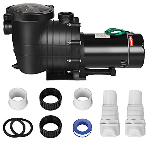 Anbull 1.5HP 6480GPH Pool Pump, Powerful Self Priming Dual Voltage in/Above Ground Swimming Pool Pump with Strainer Basket (1100W/60HZ)