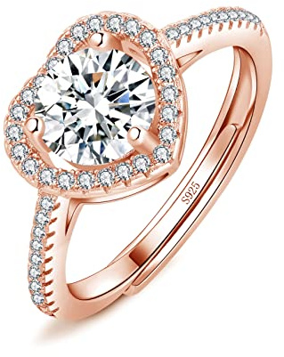 Josfeva Silber Damen Ringe, 925 Sterling Silber Trauringe, Silber Rosegold Gold Hochzeitsringe, Rund Quadrat Liebe Verlobungsringe mit Rund - Weiß Zirkonia, Antragsringe für Liebe Frau Braut