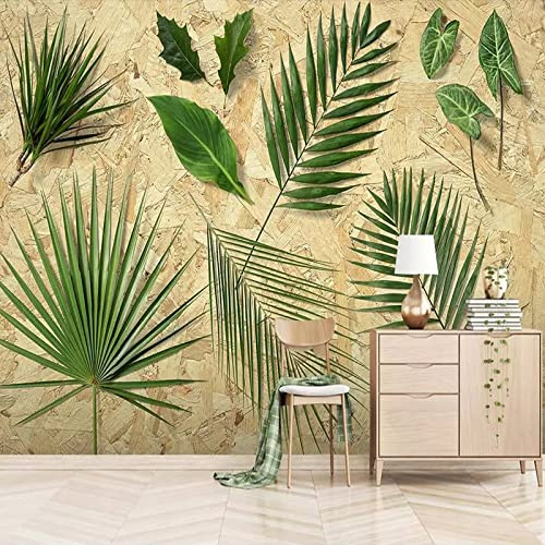 TANYANG Papier Peint Photo Personnalisé 3D Stéréo Feuilles Vertes Peintures Murales Salon Tv Canapé Chambre Décor À La Maison Papiers Peints Pour Murs 3 D Fresque 120Cm(W)×80Cm(H)
