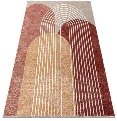 Matta FUSION 0810 Modern geometrisk matta i Grädde & Terrakotta – Vardagsrum, Matsal, Stora rum 120x170 cm