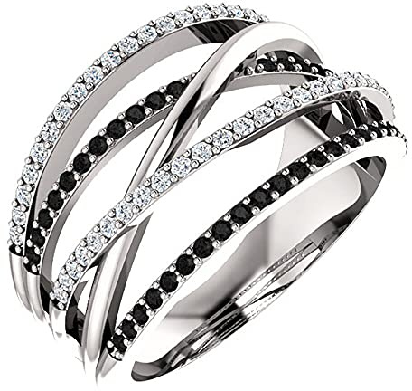 PAIHUIART Ring Ringe Damen Bijouterie Frauen Schmuck Vintage Multi-Layer Twist Ethnic Style Fingerringe Schwarz Weiß Stein Ring Hochzeit Schmuck Geschenk Für Frauen 9 Whitezircon