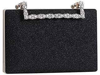 CORIOS Clutch Damen Glitzer Abendtasche Funkelnd Schultertasche Hochzeit Brautbörse Handtasche Glänzend Umhängetasche Cocktail Party Abschlussball Tasche für Frauen Schwarz