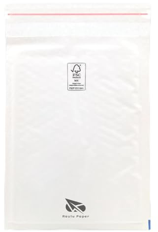 RAYLU PAPER – 10 Stück Gepolsterte Versandtaschen Weiß selbstklebende Luftpolsterumschläge Recycelbare Luftpolstertaschen für Dokumente und Warensendungen (180 x 260 mm)