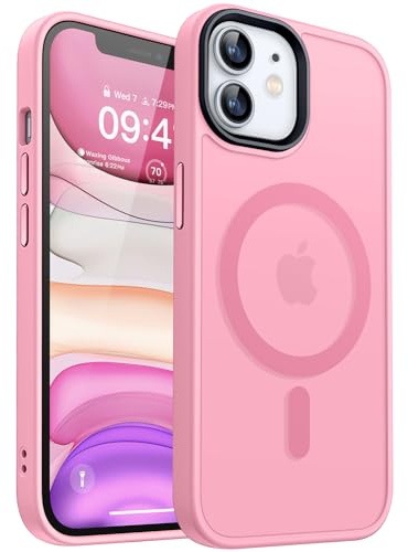 CANSHN Magnetisches Hülle Kompatibel mit iPhone 11 [Quadratischen Kanten] Kompatibel mit MagSafe Kabellosem Laden (Rosa)