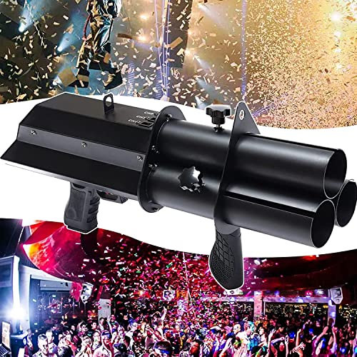 Handheld Confetti Spraying Machine, Three-headed Confetti Machine Silver Petal Confetti Shot Launcher for DJ Stage Celebration Wedding Bar Atmosphere