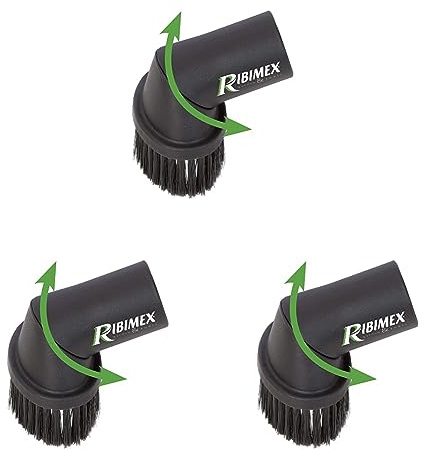 Ribimex Spazzola Orientabile per Pulizia Stufe a Pellet con Setole in Nylon, Nero, L (Confezione da 3)