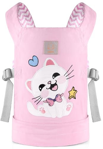 GAGAKU Muñeca Transporte Doll Carrier Delantera y Trasera de Bebé de Algodón para Niños - Gatos