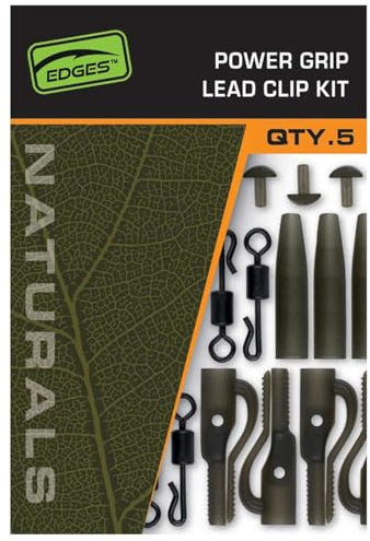 Fox Edges Naturals Power Grip Lead Clip Kit - Zubehör für Karpfenbleie, Angelclips zur Montage von Angelbleien zum Karpfenangeln, Bleiclips