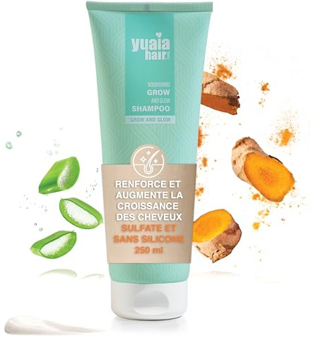 Yuaia Haircare Champú fortalecedor Grow and Glow | Con ingredientes activos de Capilia Longa y Amaranthus Caudatus para un cabello más fuerte y voluminoso | Sin sulfatos ni siliconas, 250 ml