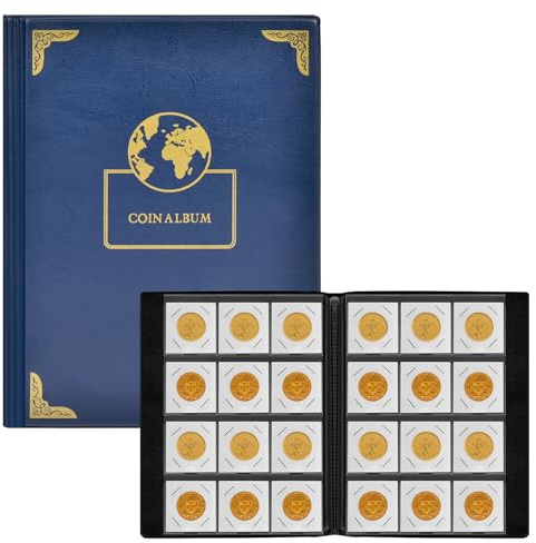 120 Taschen Münze Flip Münzalbum aufbewahrung, 2x2 Zoll Münze Lagerung Bücher für Münze Karton Sammlung Inhaber, sammelalbum Sammlung Buchhüllen Zubehör für Sammler - blau (Coin Flips nicht enthalten)
