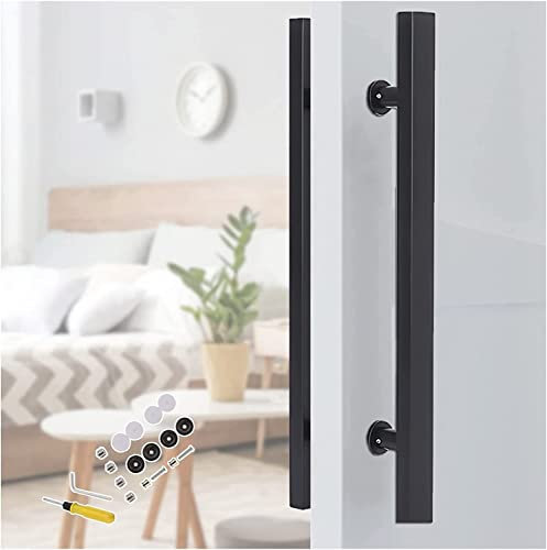 Generisch Schiebe-Scheunentürgriff, Schlafzimmer-Eingangstürgriff, Moderne H-förmige doppelseitige/Leitertorgriffe, für Zimmertüren aus Glas/Holz (Farbe: Schwarz, Größe: lang 120 cm)