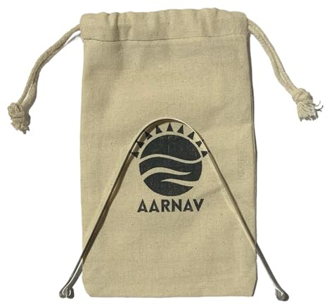 AARNAV 1 Zungenreiniger aus Edelstahl mit Reisetasche, Zungenschaber aus Edelstahl mit Beutel, Mundpflege-Werkzeug für schlechten Atem Zungenschaber, Mundpflege, Zungenwerkzeug für schlechten Atem