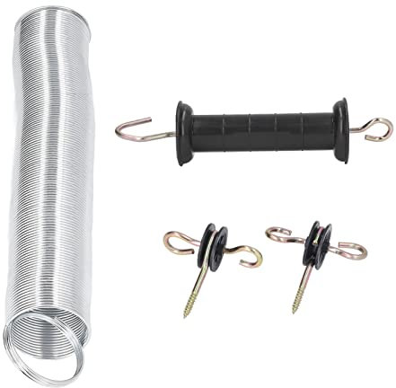 Electric Fence Gate Kit, Electric Fence Handle Set, Spring Gate Handle Set with 5m Tension Spring & Insulated Nail, Spring Gate Handle Set for Livestock