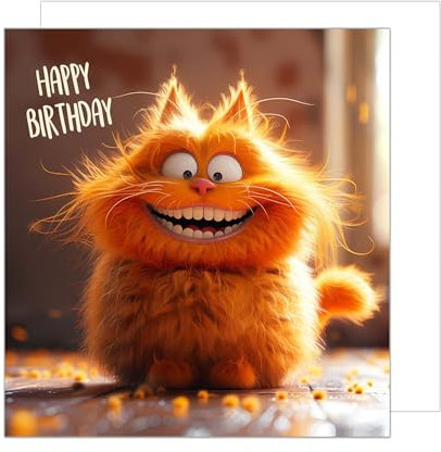 Edition Seidel Premium quadratische Geburtstagskarte mit Umschlag. Glückwunschkarte Happy Birthday Billet Karte für Mann Frau Kids Teens Mädchen Junge Katze Kater Humor (GQ235 SW024)