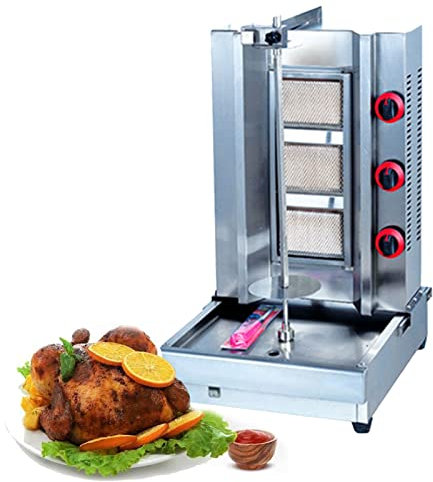 Cocina de gas vertical de acero inoxidable para asador de pollo, carne de tacos, máquina de asar kebab de encimera