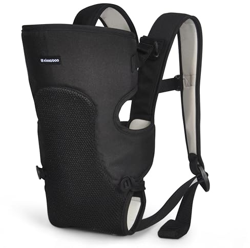 KikkaBoo Babytrage Neugeborenes MYRA, Ab 3 Monaten, Ergonomisch & Bequem, Für Babys bis 9 kg, 3 Tragepositionen, Atmungsaktives Netz, Verstellbare Schultergurte, Schwarz