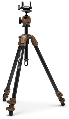 Manfrotto ALPHA S.H.O.T. Kugelkopf-Set, Carbonfaser-Stativ, 360-Grad-Kugelkopf mit universeller Sattelstütze für Gewehre, Optiken, Zielfernrohre, 200PL Optikplatte,für SportSchießen,Beobachten,Outdoor