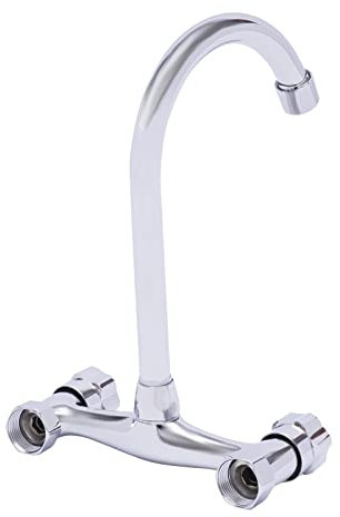 KüChenarmatur Wandmontage Wasserhahn KüChe Armatur SpüLtischarmatur Mischbatterie Infache Montage Wandarmatur Ausgussbecken Wand Mit Drehbar Aus Edelstahl Brause Ausziehbar FüR 360°Drehung