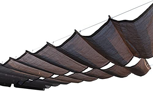 Copertura per tettoia pergola Tenda Parasole Retrattile, Tenda a Traliccio in Legno Vela Scorrevole a Filo Metallico (Senza Asta di Supporto) Riparo per Protezione Solare per griglia da Giardino (Co