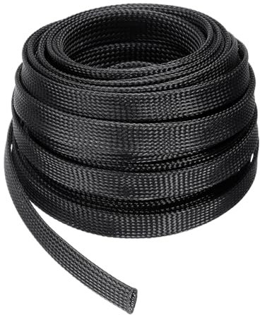 QUARKZMAN Gaine de Câble Tressée Extensible de 50 Pieds - 3/4 Pouce, Gestion des Câbles en Pet, Protecteur de Cordon, Enveloppe Tressée de Câble pour TV, Ordinateur, Audio, Noir