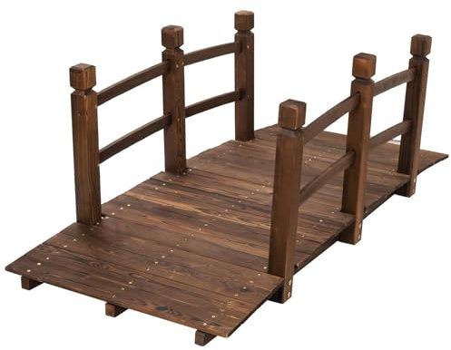 UIHECTA Pont De Jardin en Bois De 5 Pieds, Pont en Arc De Bois, avec Garde Corps De SéCurité, Petit Pont en Bois, DéCoration pour AméNagement Paysager D'éTang, ArrièRe Cour, Ruisseau Ou Ferme