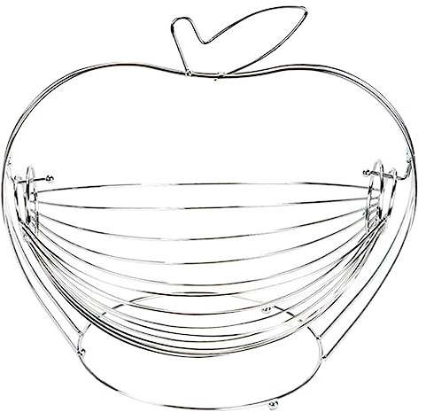 Hoement Canasta para Frutas en Forma de Manzana de Acero Inoxidable para Almacenamiento Rápido de Verduras Diseño Simple y Funcional para Cocina y Sala
