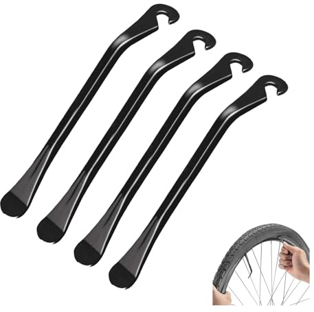 HSYTEK 4 Stück Reifenheber Fahrrad, Metall Fahrrad Reifenheber, Fahrrad Montierhebel, Fahrrad Reifenwechsel Werkzeug für Fahrräder Rennräder Mountainbikes, Schwarz