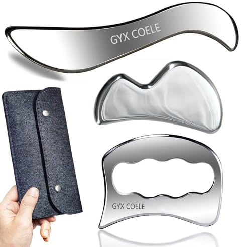 GYX COELE 304 Stainless Steel Muscle Scraper Tool, Set Scraping Massage Tool,IASTM Tools, Great Soft Tissue Physical Therapy Used for Arms, Back, Neck (3set)