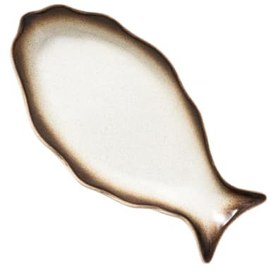 Amosfun Ceramic Food Plate for Kitchen Serving Creative Japanese Style Fish Plate for Dining and Food Storage Handcrafted