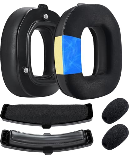 A50 Gen 4 Mod Kit – Ersättnings Öronkuddar, Pannband och Mikrofonskum för Logitech G Astro A50 Gen 4 Hörlurar från MMOBIEL - Kylande Gel Hörlurskuddar - Protein PU och Velour Huvudband - Svart