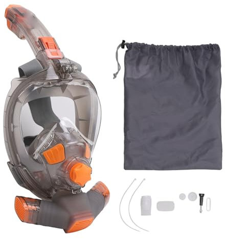 Maschera da snorkeling, maschera da snorkeling integrale, anti-appannamento anti-perdite e maschera da snorkeling con vista panoramica a 180 ° per uomo donna (Taglia S/M)