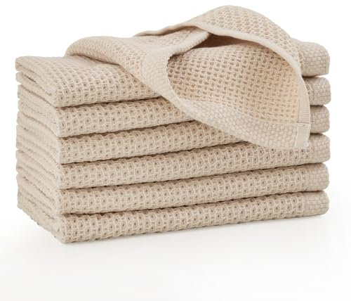 Arwllzz Set di 6 Strofinacci da Cucina in Cotone 33 x 33 cm Stracci Cucina per la Pulizia e l'Asciugatura delle stoviglie Canovacci Cucina Waffle Asciughini Cucina Straccio per Lavatrice Asciugamani