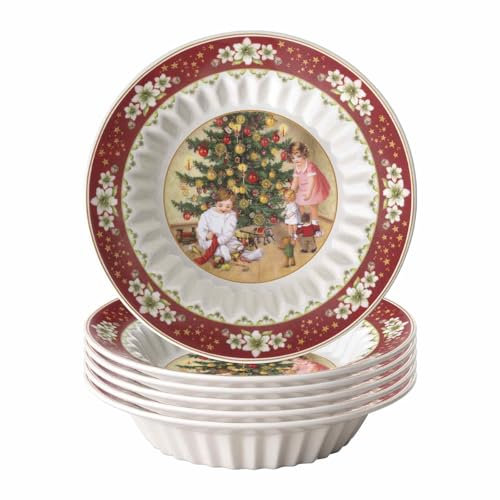Villeroy & Boch Toy's Fantasy Gebäckteller Spielende Kinder 6er Set, 17 cm, Weihnachtliche Servierschale für Kekse und Dekoration, Premium Porzellan, Mehrfarbig