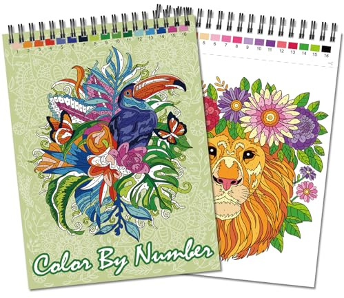 Jadeso Livre Coloriage Adulte Numéroté, Format A4 Livre de Coloriage Anti Stress pour Adultes, Coloriage Anti Angoisse, Relaxation, 30 Motifs et Designs Animaux Originaux