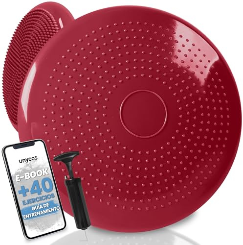 unycos - Cojín de Equilibrio【34 cm】con Bombín, Disco Propioceptivo, Antideslizante y Terapéutico que Resiste 150 kg, Soporte Lumbar para Yoga, Pilates, Fitness y Rehabilitación (Basic)