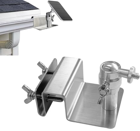 Witi Gutter Mount for Eufy, Arlo Solar Panel , Adjustable Stainless Steel Mount Bracket to get Sun , No Drill Installation Compatible with 1/4 Screw Camera