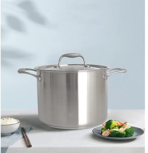 Olla de Acero Inoxidable Olla de acero inoxidable Olla de acero inoxidable - Olla grande para sopa doméstica, olla con tapa, olla para sopa, apta para lavavajillas y horno, adecuada para tod
