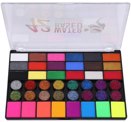 HiyyFloy Pintura Y Corporal, 42 Colores, Soluble En Agua, Pintura Y Corporal, Maquillaje para Fiesta De Halloween, Pintura Corporal, Pintura De Maquillaje para Teatro para Adultos