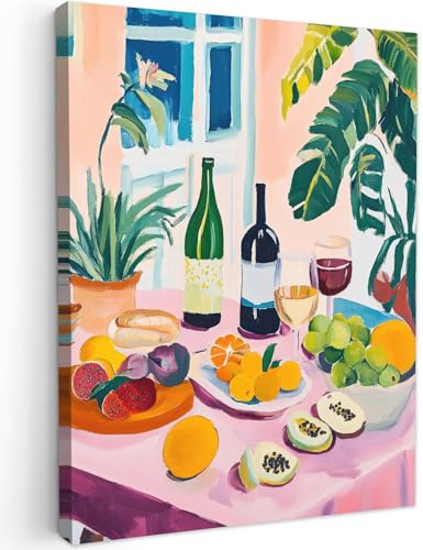 MuchoWow© Cuadros Decoracion Salon Modernos Dormitorios Cuadro Decorativos | 50x70 cm - de Lienzos Decorativo Decoración Cabecero Cama Mesa - Vino - Fruta