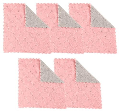 Corail absorbant, 5 pièces, chiffons de rinçage, torchon à vaisselle, maison, cuisine, nettoyage propre, lot de chiffons de nettoyage de voiture - Serviette sèche (rose, A)