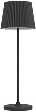 EGLO Leonero LED-bordslampa, med batteri, trådlös, svart nattbordslampa i metall med veckad lampskärm, touch-dimbar, USB-uppladdningsbar, varmvitt till neutralt vitt ljus