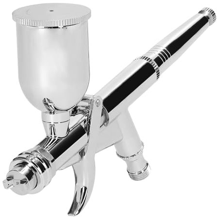 0, 5 Mm Airbrush -Set mit Aktionsschalter, Großer 15 -cm3 -Pigmentbecher -Luftbusch, 2 Düsen, Verstellbare Sprühgrößen für -Malereien Kunstfeinkunst (T217)