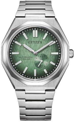 Citizen NK5020 Orologio automatico da uomo Zenshin 60 Super Titanium con bracciale in titanio e vetro zaffiro, verde, Bracciale