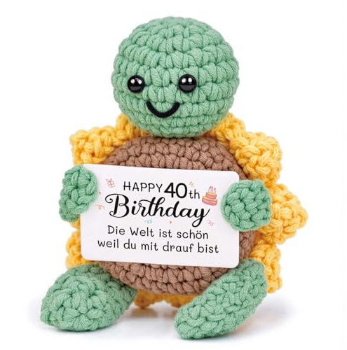 CheriGift 40 Geburtstag Frauen Geschenk, Handgemachte Schildkröten Figuren | Pocket Hug Geschenk zum 40 Geburtstag Männer Frauen, Freundin Geschenk Geburtstag 2.8x2x3.9 inches